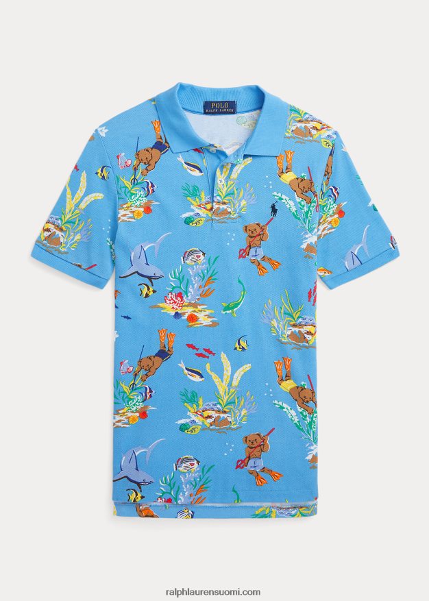 Ralph Lauren lapset poolo bear puuvillaverkkopaita 0Z24ZR9860 bearwaiian sininen