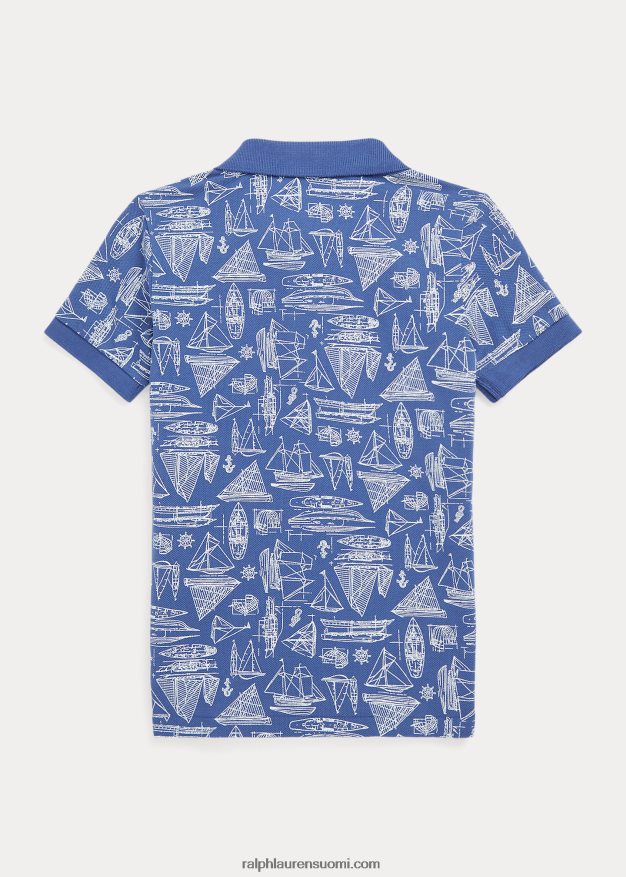 Ralph Lauren lapset purjeveneprintti puuvillaverkkopaita 0Z24ZR6517 purjehtiva sininen printti