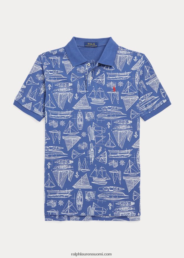 Ralph Lauren lapset purjeveneprintti puuvillaverkkopaita 0Z24ZR6661 purjehtiva sininen printti