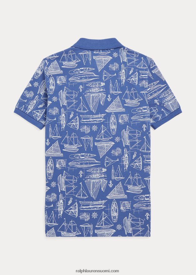 Ralph Lauren lapset purjeveneprintti puuvillaverkkopaita 0Z24ZR6661 purjehtiva sininen printti