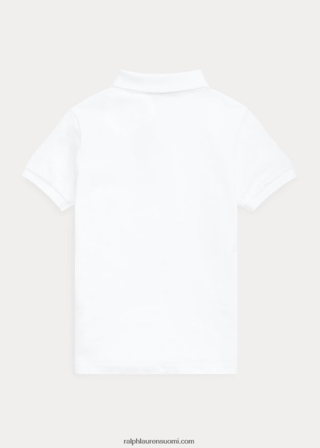 Ralph Lauren lapset puuvillaverkkomainen yhtenäinen poolopaita 0Z24ZR5851 valkoinen