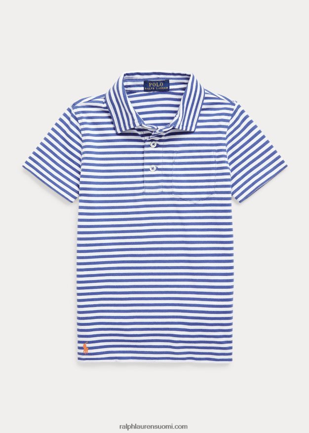 Ralph Lauren lapset raidallinen puuvillajersey poolopaita 0Z24ZR5628 kuninkaallinen laivasto/valkoinen