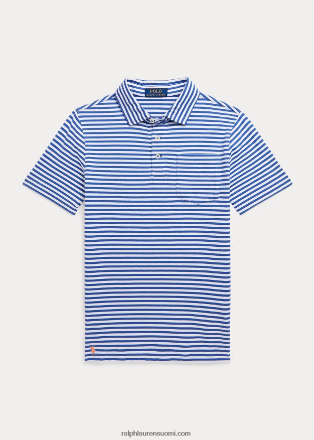 Ralph Lauren lapset raidallinen puuvillajersey poolopaita 0Z24ZR6083 kuninkaallinen laivasto/valkoinen