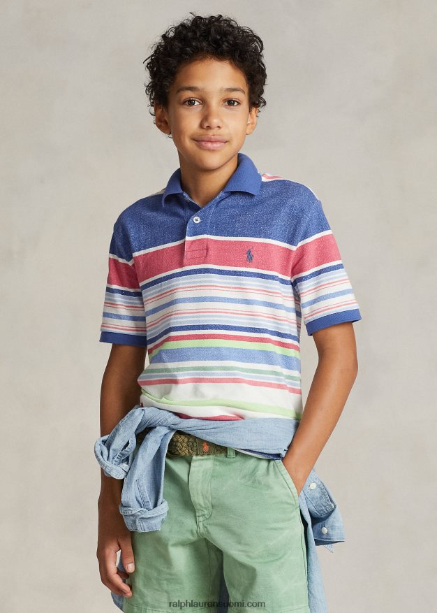 Ralph Lauren lapset raidallinen puuvillaverkkopaita 0Z24ZR5967 paratiisin raita