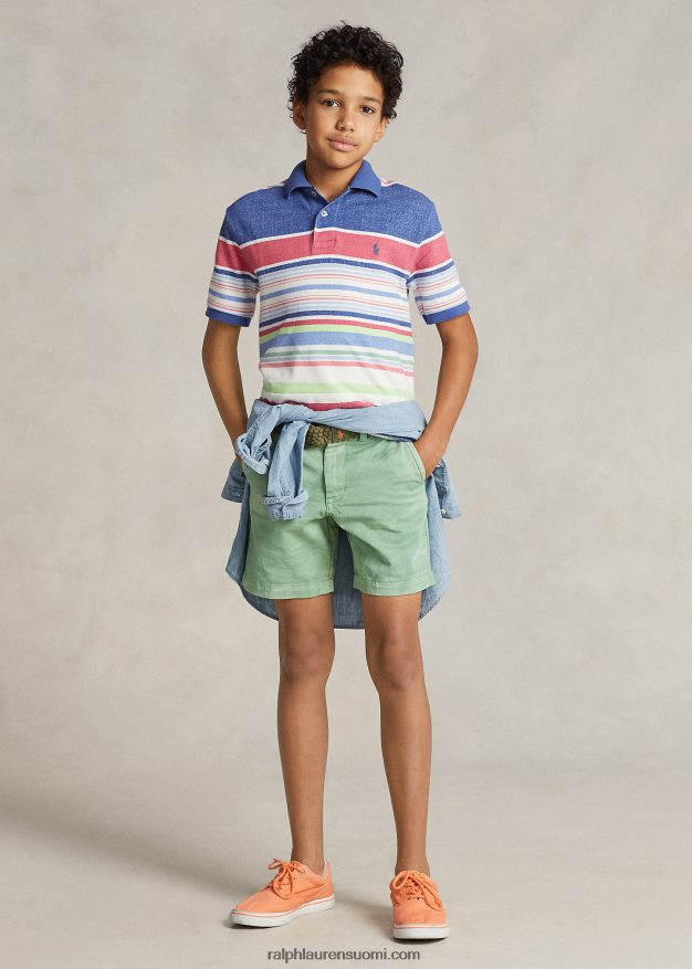 Ralph Lauren lapset raidallinen puuvillaverkkopaita 0Z24ZR5967 paratiisin raita
