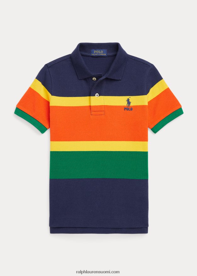 Ralph Lauren lapset raidallinen puuvillaverkkopaita 0Z24ZR6505 tumma koboltti multi