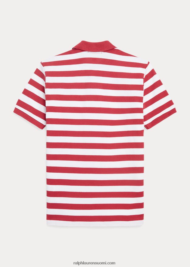 Ralph Lauren lapset raidallinen puuvillaverkkopaita 0Z24ZR6592 chili/valkoinen