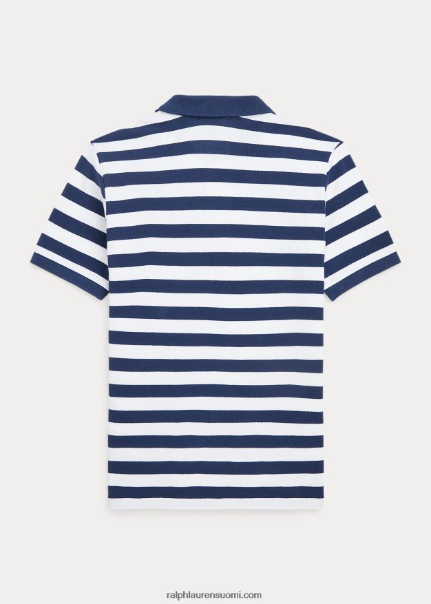 Ralph Lauren lapset raidallinen puuvillaverkkopaita 0Z24ZR6593 maalaismainen laivasto/valkoinen