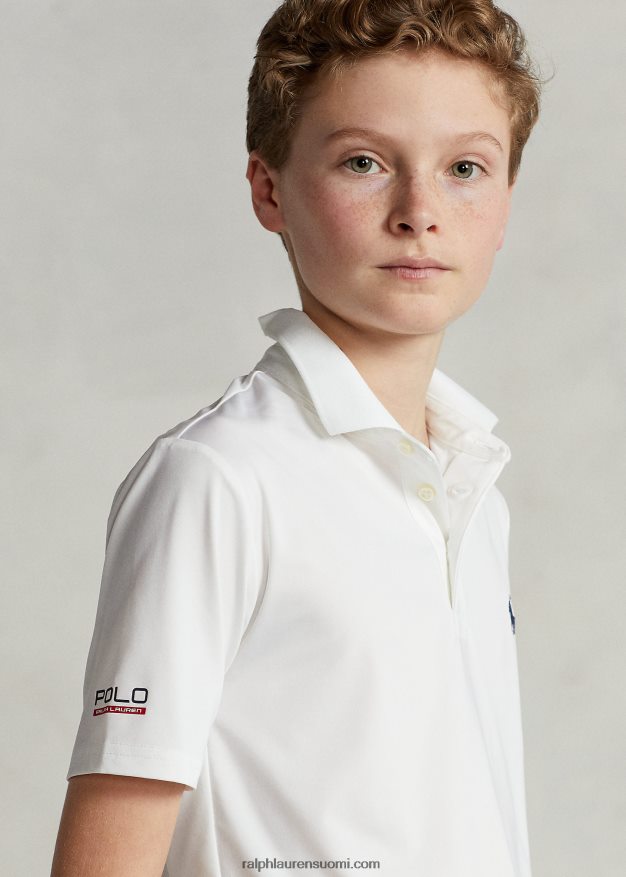 Ralph Lauren lapset suorituskykyä joustava trikoo poolopaita 0Z24ZR5974 keraaminen valkoinen