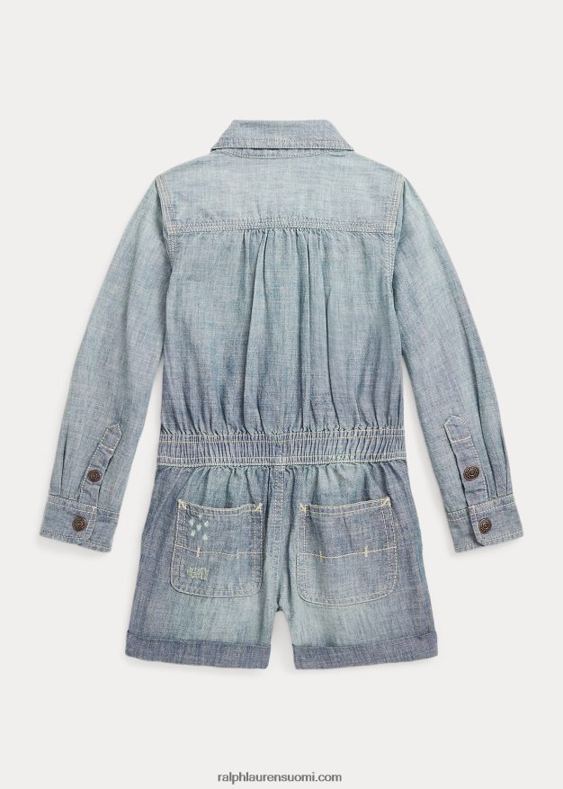 Ralph Lauren lapset puuvillainen chambray-pusero 0Z24ZR7421 chesterin pesu