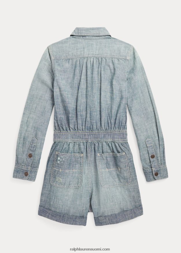 Ralph Lauren lapset puuvillainen chambray-pusero 0Z24ZR7590 chesterin pesu