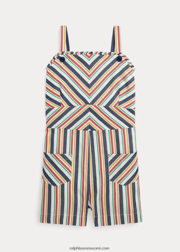 Ralph Lauren lapset raidallinen puuvillainen dobby-housupaita 0Z24ZR7125 laivasto/punainen multi