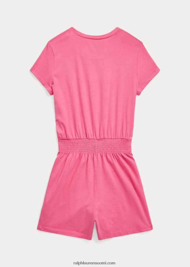 Ralph Lauren lapset smokkipuuvillasta jerseyhousut 0Z24ZR7563 aavikon pinkki