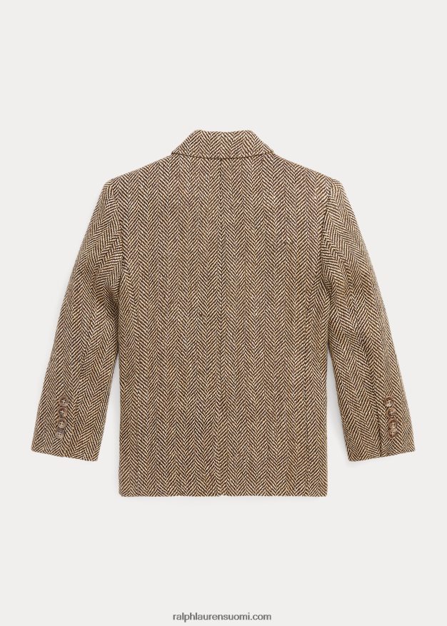 Ralph Lauren lapset pellavasekoite kalanruoto urheilutakki 0Z24ZR5824 ruskea/ruskea