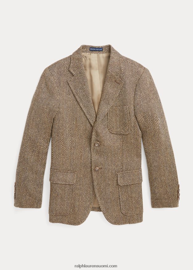 Ralph Lauren lapset pellavasekoite kalanruoto urheilutakki 0Z24ZR6174 ruskea/ruskea