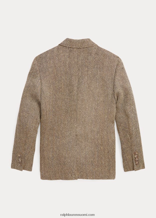 Ralph Lauren lapset pellavasekoite kalanruoto urheilutakki 0Z24ZR6174 ruskea/ruskea