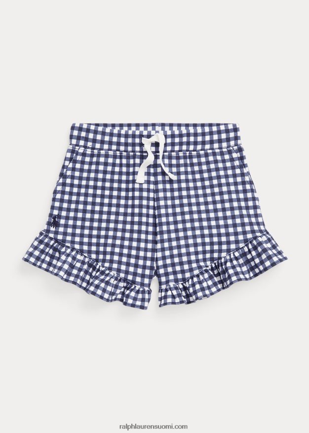 Ralph Lauren lapset gingham röyhelöinen stretch mesh lyhyt 0Z24ZR6888 sininen gingham