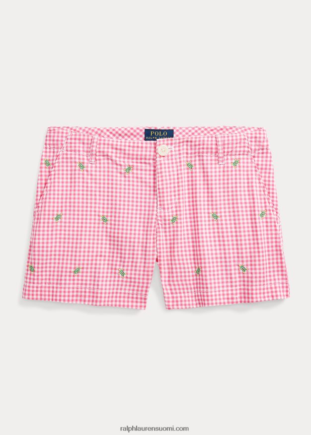 Ralph Lauren lapset kilpikonna gingham puuvillapopliini lyhyt 0Z24ZR7167 aavikon pinkki/valkoinen