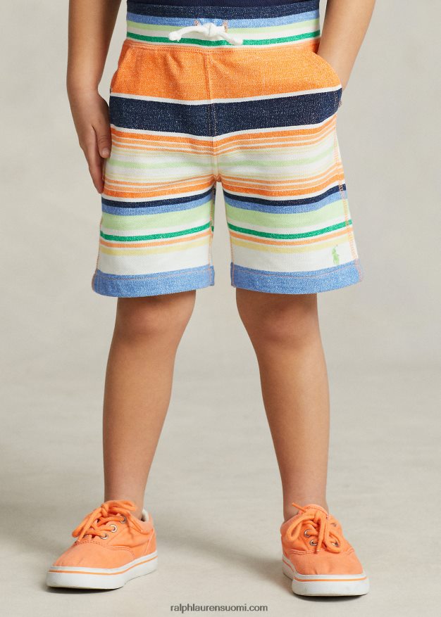 Ralph Lauren lapset raidallinen puuvillaverkko lyhyt 0Z24ZR5631 paratiisiraita oranssi