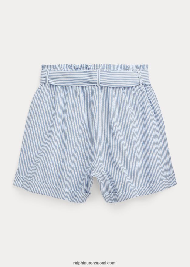 Ralph Lauren lapset vyöllinen puuvillaseersucker paperipussi lyhyt 0Z24ZR7139 sinivalkoinen