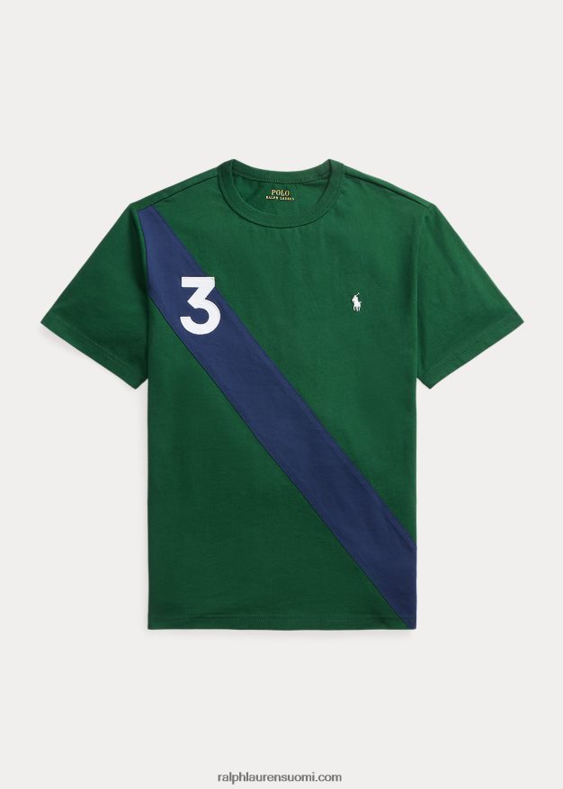 Ralph Lauren lapset banneriraitainen puuvillajersey-paita 0Z24ZR6224 uutta metsää