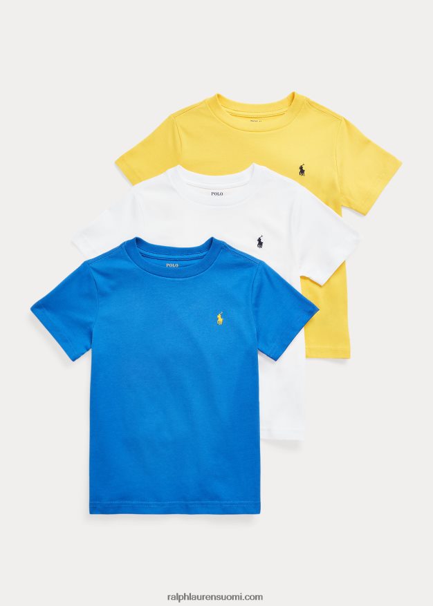 Ralph Lauren lapset crewneck t-paita 3 kpl 0Z24ZR6493 sininen/valkoinen/keltainen