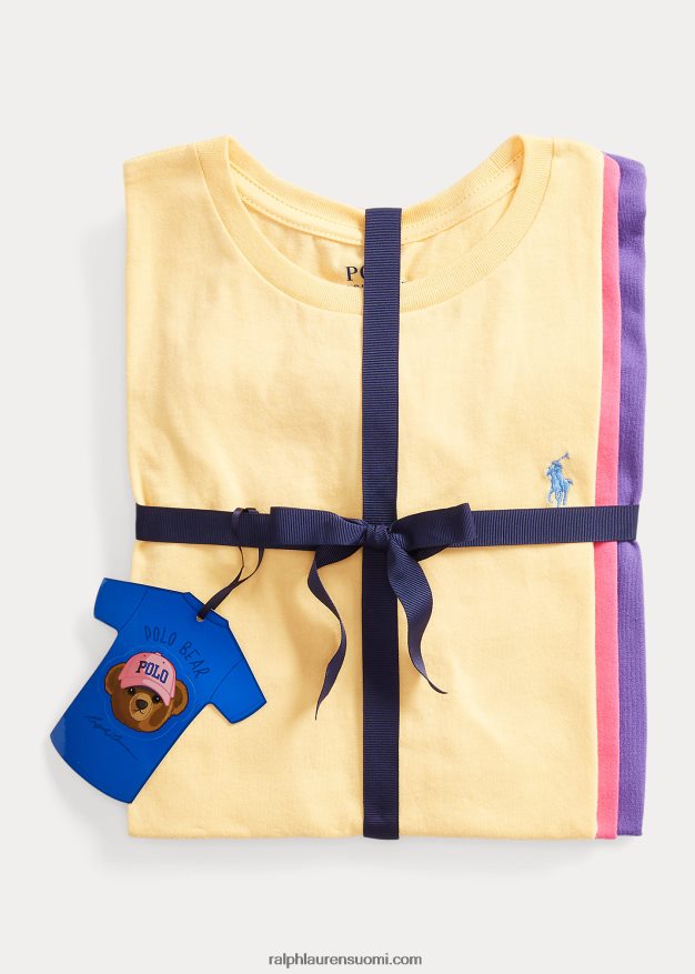 Ralph Lauren lapset crewneck t-paita 3 kpl 0Z24ZR7395 imperiumi keltainen/vaaleanpunainen