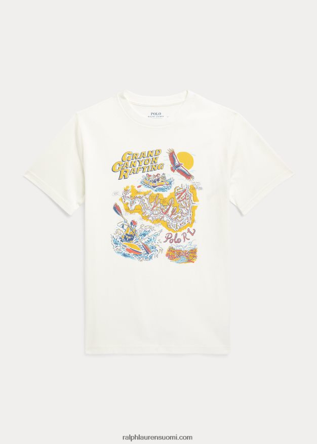 Ralph Lauren lapset graafinen puuvillajersey-paita 0Z24ZR6137 kannenpesuaine valkoinen