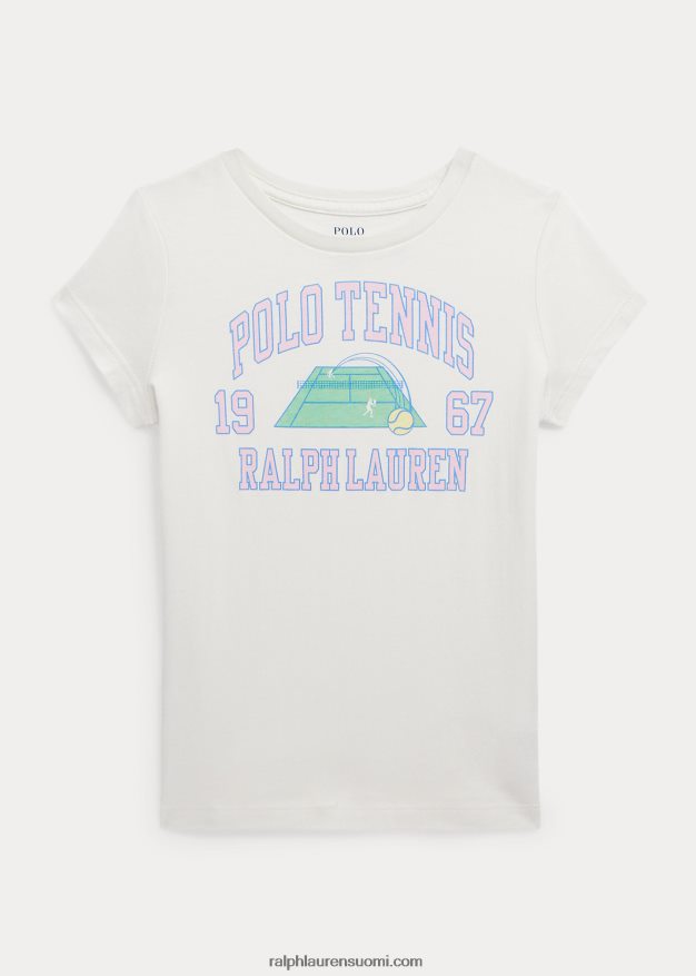 Ralph Lauren lapset graafinen puuvillajersey-paita 0Z24ZR6815 kannenpesuaine valkoinen