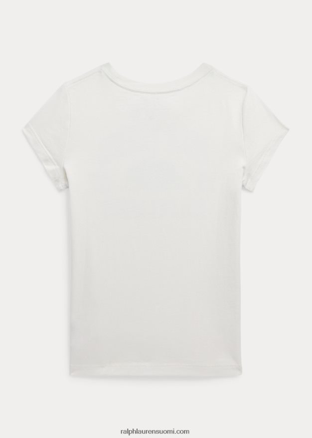 Ralph Lauren lapset graafinen puuvillajersey-paita 0Z24ZR6815 kannenpesuaine valkoinen