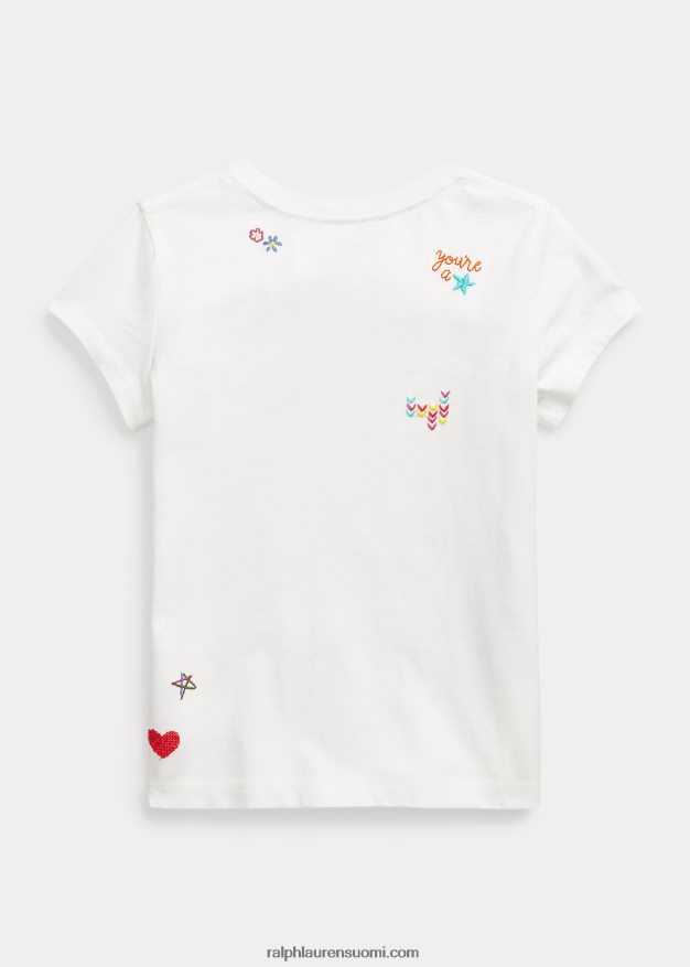 Ralph Lauren lapset graafinen puuvillajersey-paita 0Z24ZR6862 kannenpesuaine valkoinen