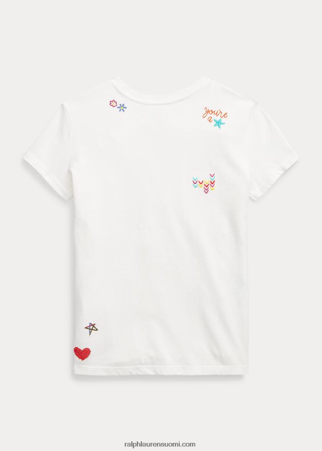 Ralph Lauren lapset graafinen puuvillajersey-paita 0Z24ZR7101 kannenpesuaine valkoinen