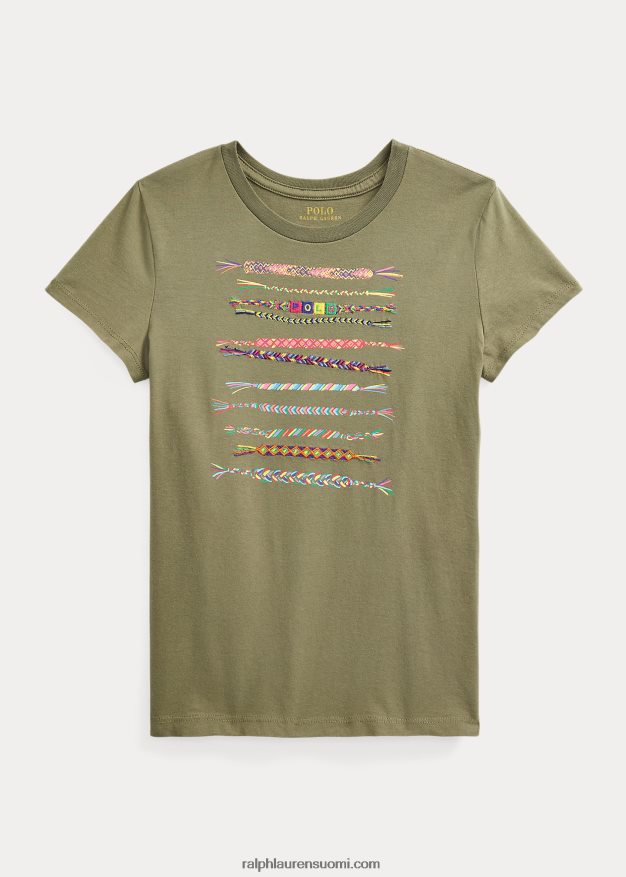 Ralph Lauren lapset graafinen puuvillajersey-paita 0Z24ZR7117 tumma salvia