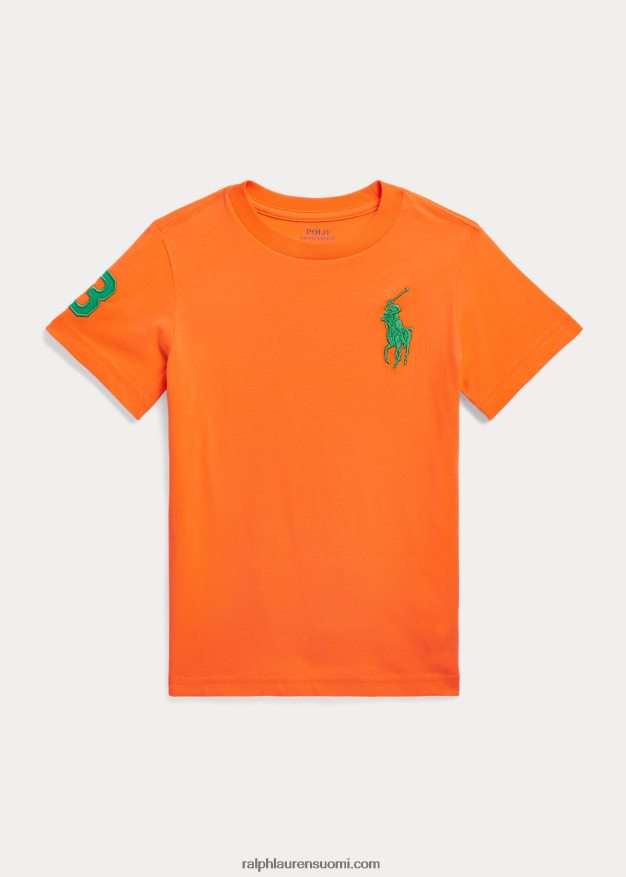 Ralph Lauren lapset iso poni puuvillajersey t-paita 0Z24ZR6450 optinen oranssi/varsi