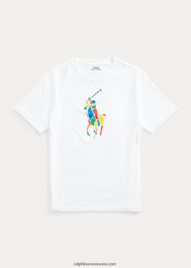 Ralph Lauren lapset iso poni puuvillajersey t-paita 0Z24ZR6624 valkoinen