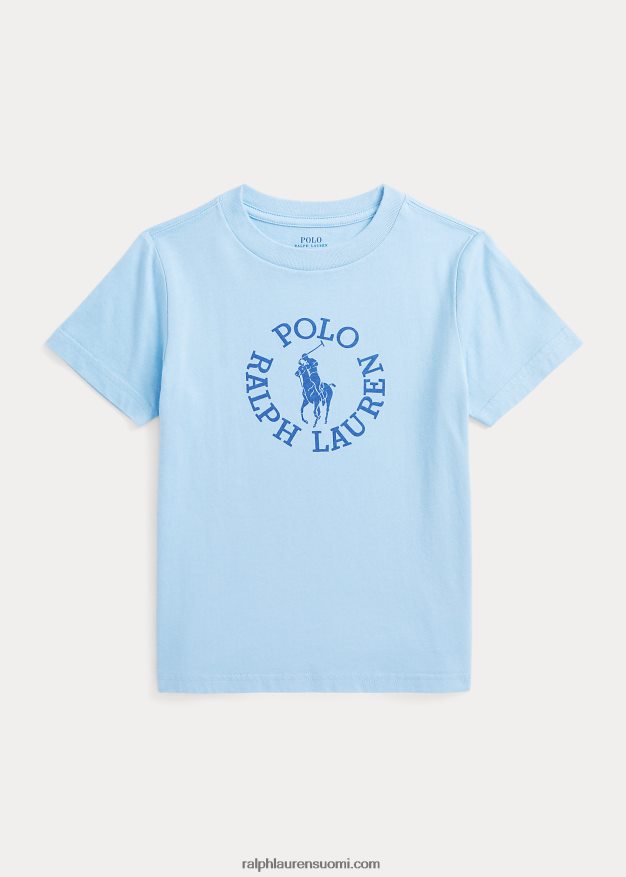 Ralph Lauren lapset iso ponilogoinen puuvillainen trikoopaita 0Z24ZR5742 puuterinsininen