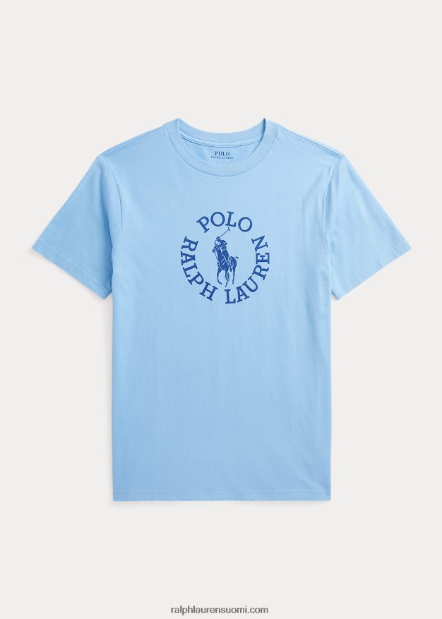 Ralph Lauren lapset iso ponilogoinen puuvillainen trikoopaita 0Z24ZR6094 puuterinsininen