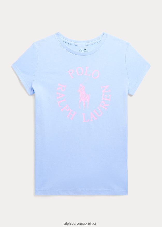 Ralph Lauren lapset iso ponilogoinen puuvillainen trikoopaita 0Z24ZR6717 vauva sininen
