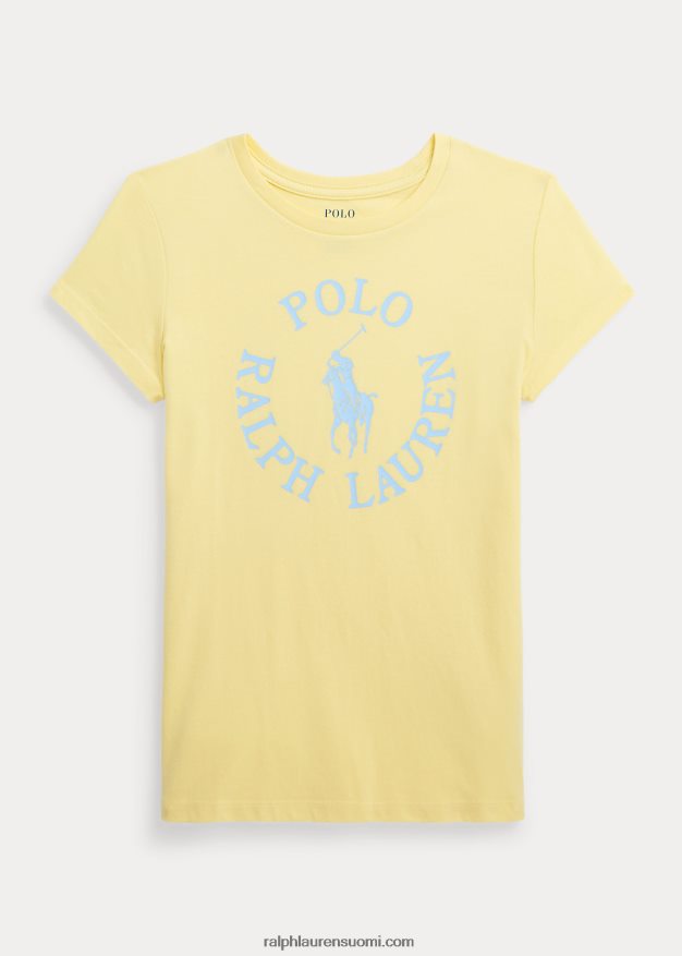 Ralph Lauren lapset iso ponilogoinen puuvillainen trikoopaita 0Z24ZR6718 wicket keltainen