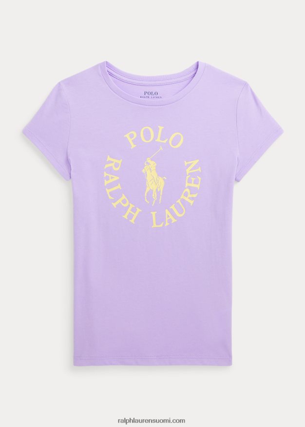 Ralph Lauren lapset iso ponilogoinen puuvillainen trikoopaita 0Z24ZR6719 jauhe violetti