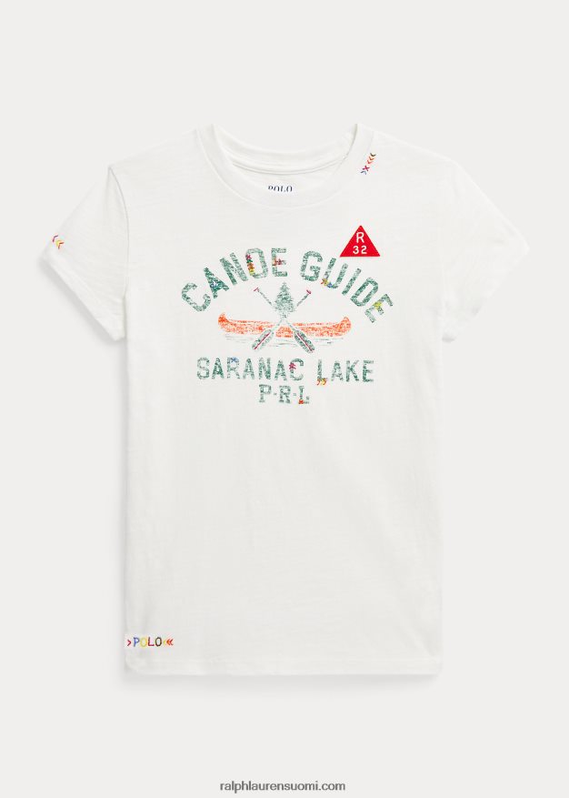 Ralph Lauren lapset kanoottiopas puuvillajersey t-paita 0Z24ZR7121 kannenpesuaine valkoinen