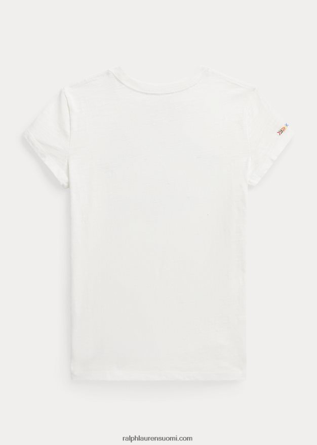 Ralph Lauren lapset kanoottiopas puuvillajersey t-paita 0Z24ZR7121 kannenpesuaine valkoinen