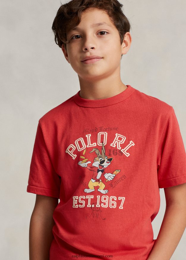 Ralph Lauren lapset kuun uudenvuoden puuvillainen trikoopaita 0Z24ZR6570 viesti punainen
