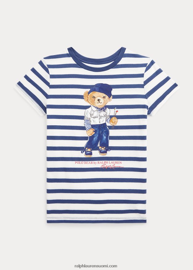 Ralph Lauren lapset poolokarhu raidallinen puuvillapaita 0Z24ZR10001 kannenpesuaine valkoinen/yölaivasto