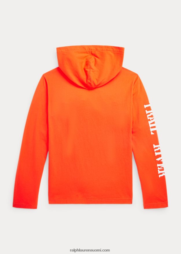 Ralph Lauren lapset puuvillainen graafinen hupullinen t-paita 0Z24ZR6673 aktiivinen oranssi