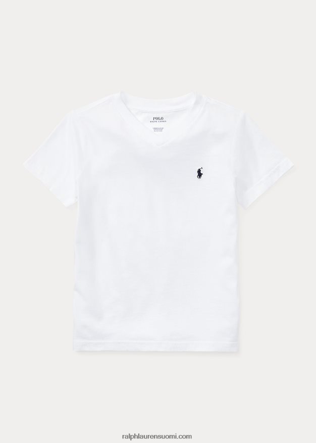 Ralph Lauren lapset puuvillajersey v-pääntie t-paita 0Z24ZR5900 valkoinen