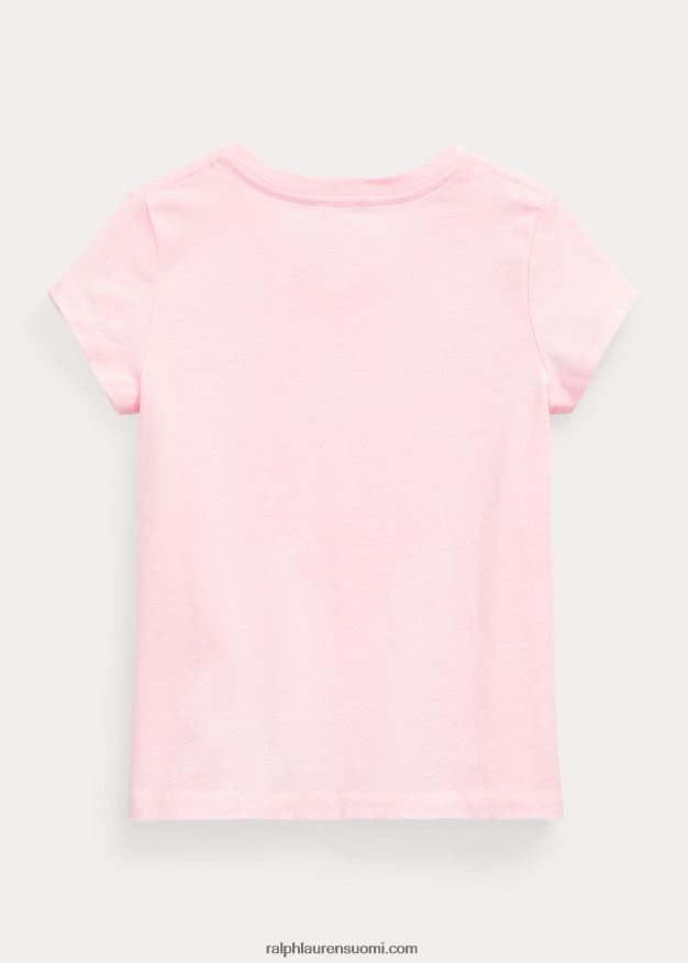Ralph Lauren lapset puuvillajersey v-pääntie t-paita 0Z24ZR6914 ripaus vaaleanpunaista