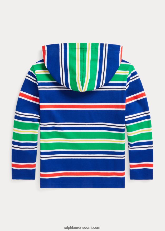 Ralph Lauren lapset raidallinen puuvillajersey hupullinen t-paita 0Z24ZR5805 Heritage Royal Multi