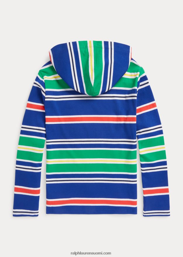 Ralph Lauren lapset raidallinen puuvillajersey hupullinen t-paita 0Z24ZR6176 Heritage Royal Multi