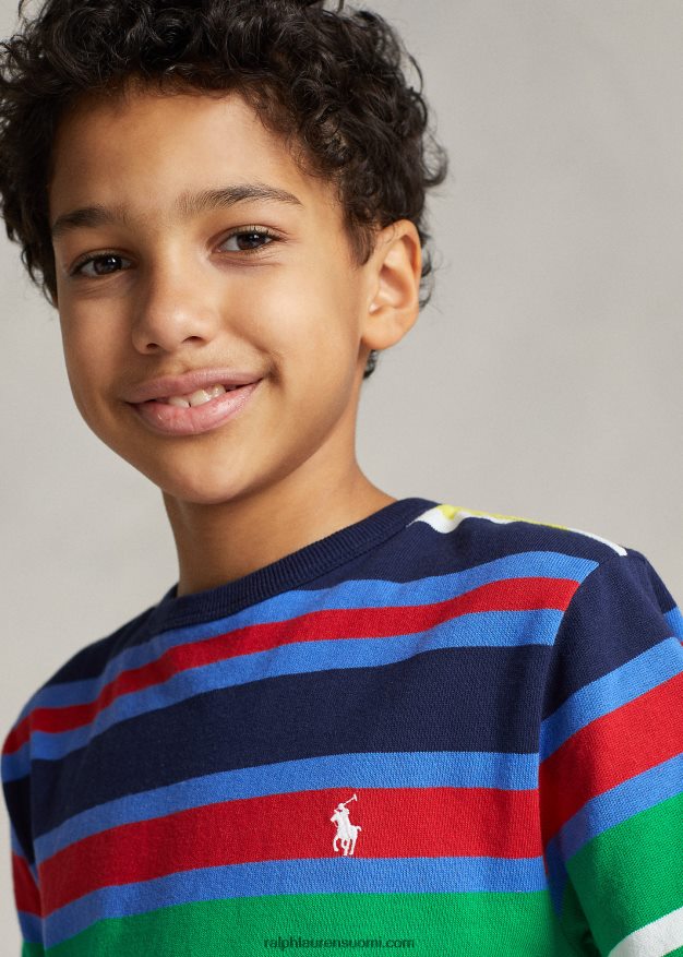 Ralph Lauren lapset raidallinen puuvillajersey t-paita 0Z24ZR5998 newport navy multi